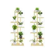 2X 7-Tier 8 Pots Gold Metal Plant Stand Display Shelf Rack Home Office Decor