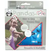 Pandas by Luvme Wet 'n' Dry Eco Nappy Bag (Unisex Pattern)