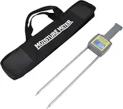Grain Humidity Tester with LED Backlit LCD Display, Auto Power Off, Long Probe, Portable Digital Grain Hygrometer for Grain Detection