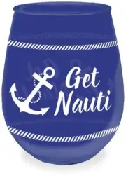 Nautical Nauti Navy Acrylic Stemless Wine Glass - 727-20
