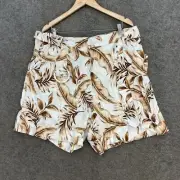 NEW Target Preview Linen Shorts Womens 20 Brown White Pockets Belt 26409