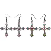 Cross Shape Alloy Earrings Gothic Unique Cross Drop Dangle Earring Long Earrings