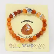 OM Carnelian Lucky Charm Beads Bracelet Gemstones Elastic Balance Sacral chakra