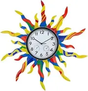 HOBYLUBY Large Outdoor Clock, Sun Outdoor Wall Clock with Thermometer & Humidity, Silent Non-Ticking Outside Clock for Patio, Living Room, Kitchen(Gold)