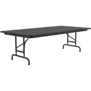 Correll 22-32"H Adjustable Height Melamine Top Folding Table in Black Granite