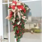 Christmas Christmas Door Wreath Half Face Tree Red Berries Wreath Room