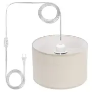 Plug in Pendant Light, 15Ft Rope Cord Hanging Lamp Fixture Light Linen