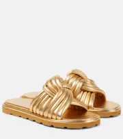 [Gianvito Rossi] Gianvito Rossi Ottavia metallic leather slides AU 7 gold