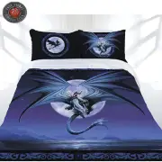 Anne Stokes Moonstone Dragon Quilt Doona Duvet Cover Set - DOUBLE QUEEN KING