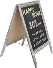 Freestanding Rustic Torched Wood Sidewalk A-Frame Chalk Sandwich Sign Board