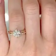 CZ silver + gold plated Ring Set, Wedding Set, Moissanite Engagement Ring