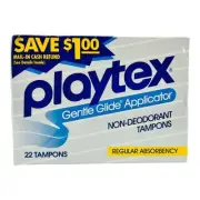 Vintage Playtex Non Deodorant Tampons 22 Regular Gentle Glide Applicator White B
