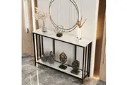 Vibe Geeks 47.2 Console Table Sintered Stone Entryway Table With Metal Base