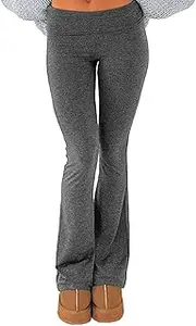 [SENGRICH] Women's Fold Over Leggings Stretch Flare Leggings Bell Bottom Slim Fit Yoga Fold Pants Joggers