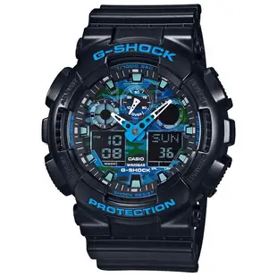 CASIO G-SHOCK GA-100CB-1A 雙顯電子錶(黑X藍)