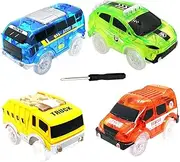 Track Cars Compatible with Magic Tracks and Neo Tracks Light Up Racing Track Accessories with 5 Flashing LED Lights Glow in The Dark Best Toys for Boys and Girls ( 3 Pack )