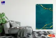 Green & Gold Line Marble Abstract Wall Canvas Home Decor Australian Made Quality