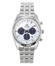 Orient Contemporary Chronograph Stainless Steel White Dial Solar Powered Quartz RA-TX0305S Men's Watch