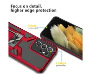 Magnetic Shockproof Heavy Duty Mobile Case for Samsung Galaxy S21 Ultra - Red