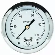 2.5" Liquid Filled Pressure Gauge, Brass Internals, 0-100 PSI, 1/4" NPT