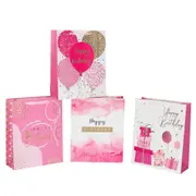 bulk 24 Xlarge Pink Celeberation Gift Bag Assort 42cm