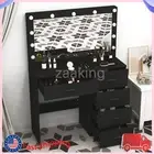 5 Drawers Black Vanity Table Set Makeup Dressing Table Desk with 11 LED Mirror