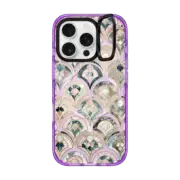 iPhone 16 Pro Impact Ring Stand Case MagSafe Compatible Art Deco Marble Tiles in Soft Pastel on transparent 2
