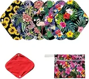 7pcs Set Resuable Menstrual Pads Including 1pc Mini Wet Bag +6pcs Reusable Washable Stay Dry Cloth Menstrual Pads/Women Sanitary Pads/Mama Panty Liners…