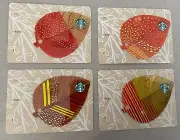 Starbucks 2014 Fall Mini Leaves Set of 4 Cards, Mint Condition, Free Shipping
