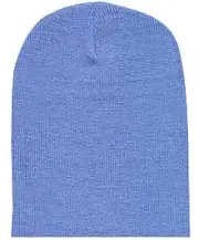 Short Knit Beanie Ski Cap Hat In Light Blue