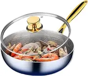 Non Stick Frying Pans, Non Stick s, Stainless Steel Honeycomb with Transparent Lid Kitchen Cookware for Induction Camping Stove Chef Eggs Steak Pancakes Family Restaurant