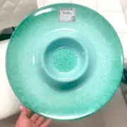 NWT Panama Jack Home Big Green Swirl Melamine Serving Tray Chip & Dip Platter