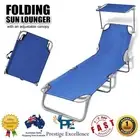 Outdoor Folding Sun Lounge Bed Canopy Shade Pool Beach Chair Portable Reclining