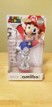 New Sealed Nintendo amiibo Figure Super Mario Mario Silver Edition Switch Wii U