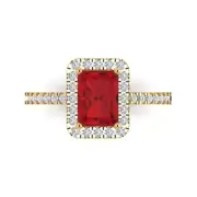 1.85 Emerald Cut Tourmaline Promise Bridal Wedding Designer Ring 14k Yellow Gold