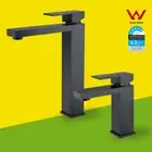 WELS Matte Black Square Tall Basin Sink Kitchen Laundry Mixer Tap Faucet Spout