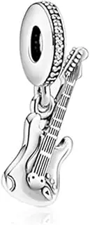 [The Charmery] Electric Guitar Charm 925 Sterling Silver Compatible with Pandora Charms,and Many Other UK Charm Bracelets., Sterling Silver