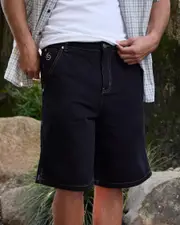 [Rip Curl] Rip Curl Men's Archive Denim Walk Shorts in Black Size 30 30 Black