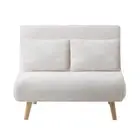 Oikiture Lounge Sofa Bed Sherpa Fabric Double Seat White