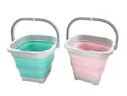 Collapsible Rectangular Cleaning Bucket 5L (1.3 Pale Pink + Pine (Set of 2)