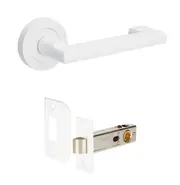 Zanda Epic Return Door Lever Handle on Round Rose Passage Set White 10001.WHT