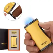 Lubinski Butane Cigar Torch Lighter Punch FanShaped Jet Flame Windproof Gift Box