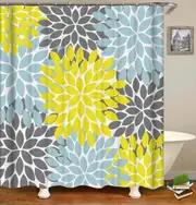 Yellow Grey And Stone Blue Shower Curtain