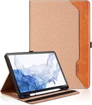 Case for Samsung Galaxy Tab S9 2023/ Tab S8 2022/ Tab S7 2020 11 inch - [S Pen Holder] Flip Folio Tablet Case with Auto Wake/Sleep Front Pocket Smart Cover,Brown