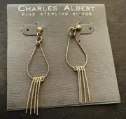 New on Card Charles Albert Sterling Silver Modernist Earrings