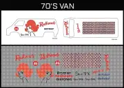 HotWheels(1/64), 70s Van "Redheads (White)" Waterslide,PrintedWhiteFirst, Decals