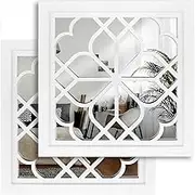 Wocred Set of 2 Mirrors Square Wall Mirror,Gorgeous Rustic Farmhouse Accent Mirror,White Color Entry Mirror for Bathroom Renovation,Bedrooms,Living Rooms and More(12”x12”)