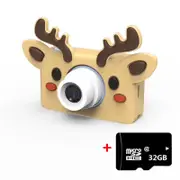 Mini Digital Sport Camera with 8.0mp Lens 2.0 Screen Elk-shaped Case & 32gb Memory for Kids