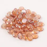 High Luster Reflective Fire Glass Gravel,Fire Gems,Fire Drops,Fire Glass Pebbles Stones Beads Chips for Fire Pit Fish Tank Aquarium Succulent Garden Decoration,17-19mm,335g/0.78lb (Pastel Pink)
