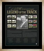 LEGEND OF THE TRACK BART CUMMINGS SIGNED PRINT FRAMED - MELBOURNE CUP OFFICIAL